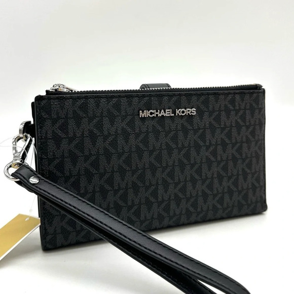 Michael Kors Large Double Zip Wallet Wristlet Black - Picture 1 of 9